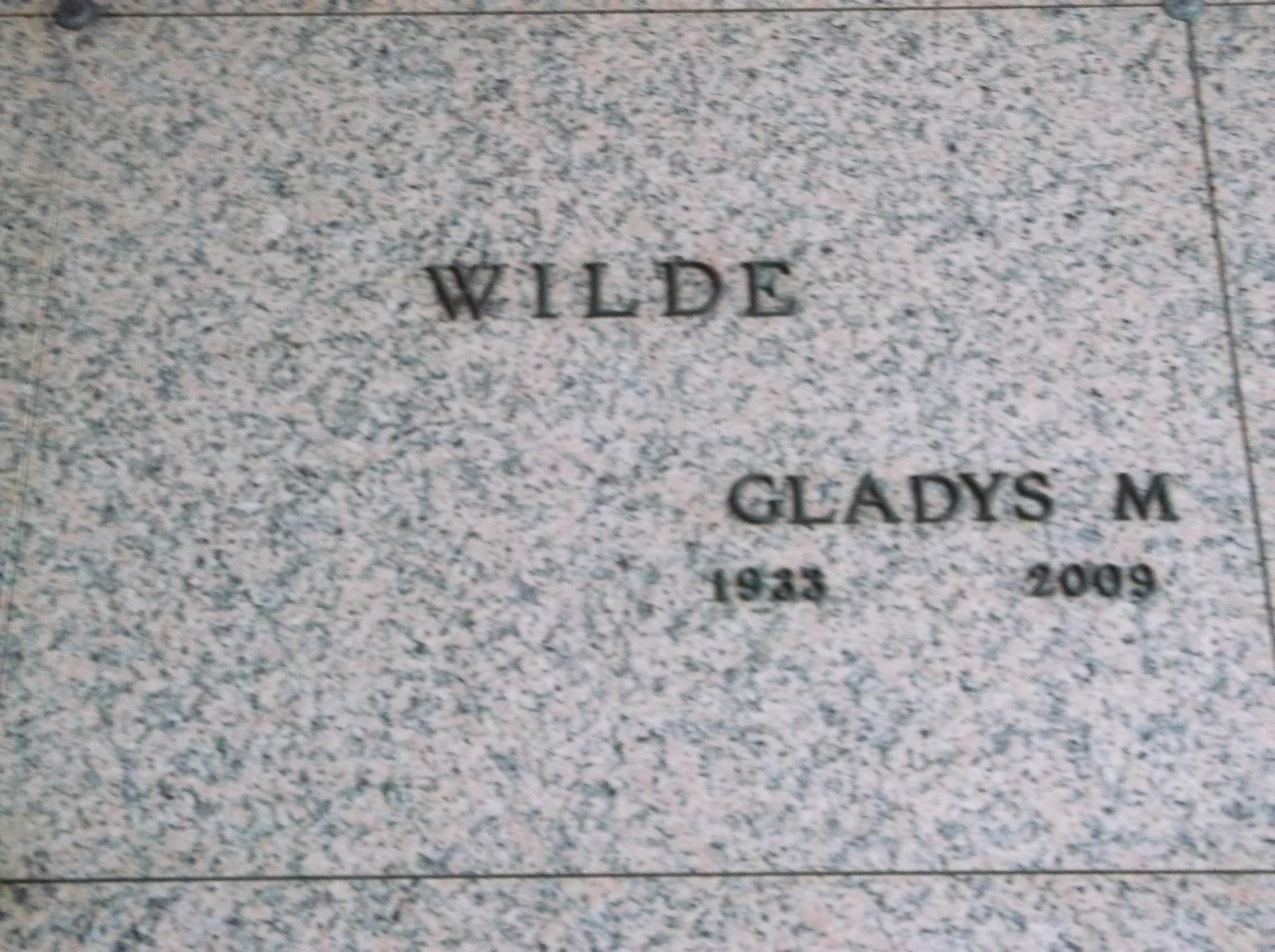 Gladys M Wilde