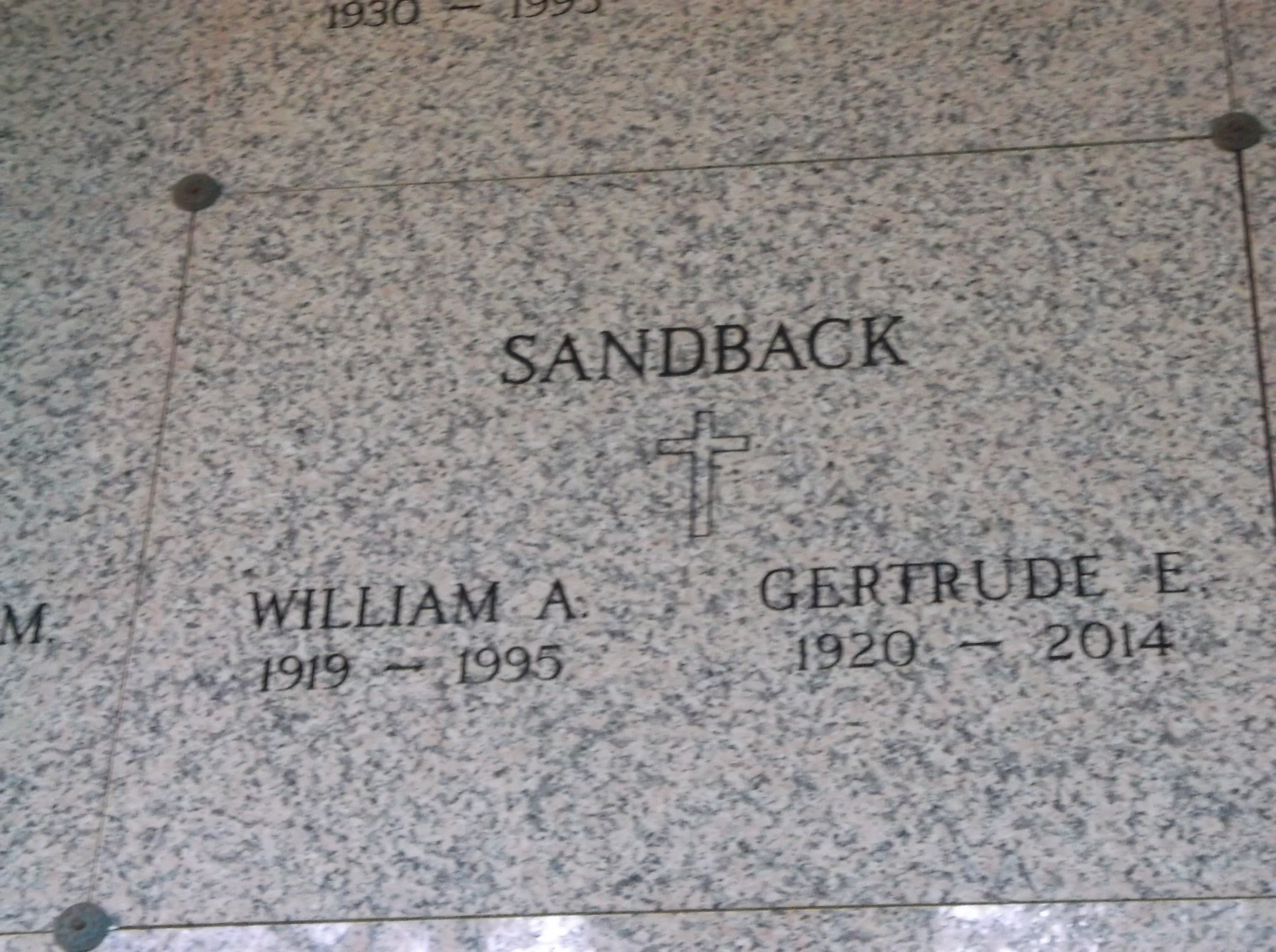 William A Sandback