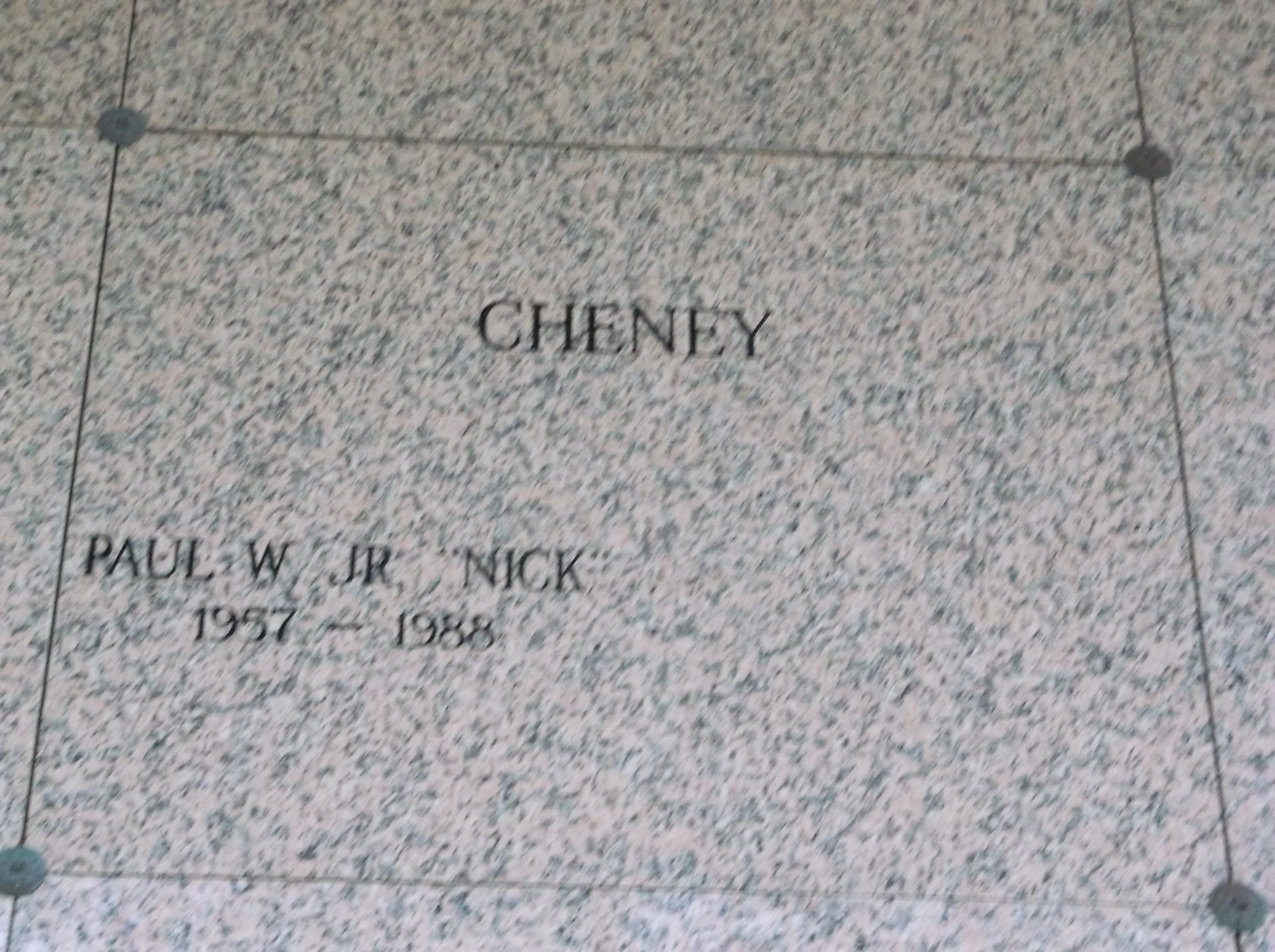 Paul W "Nick" Cheney, Jr