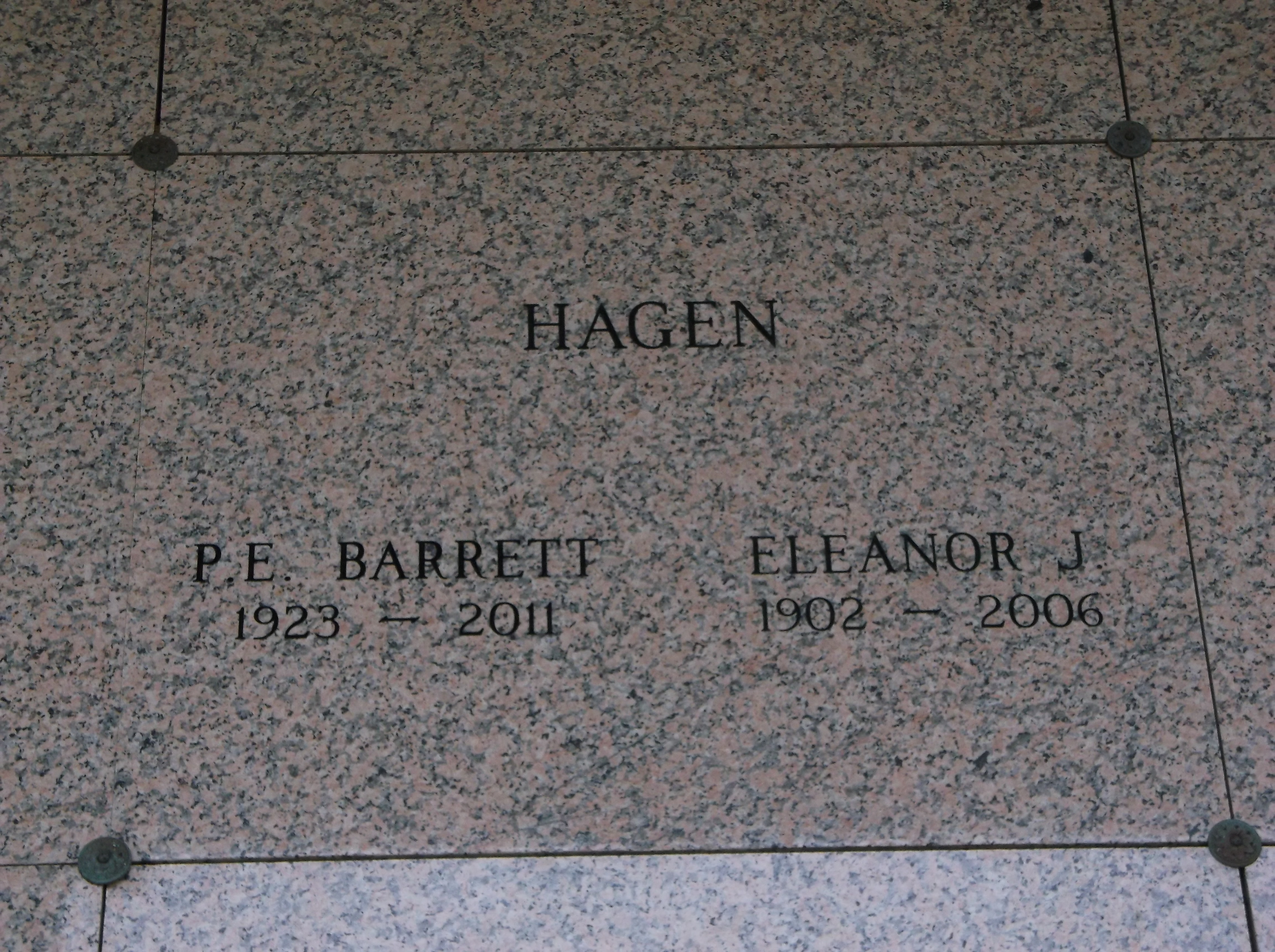 P E Barrett Hagen