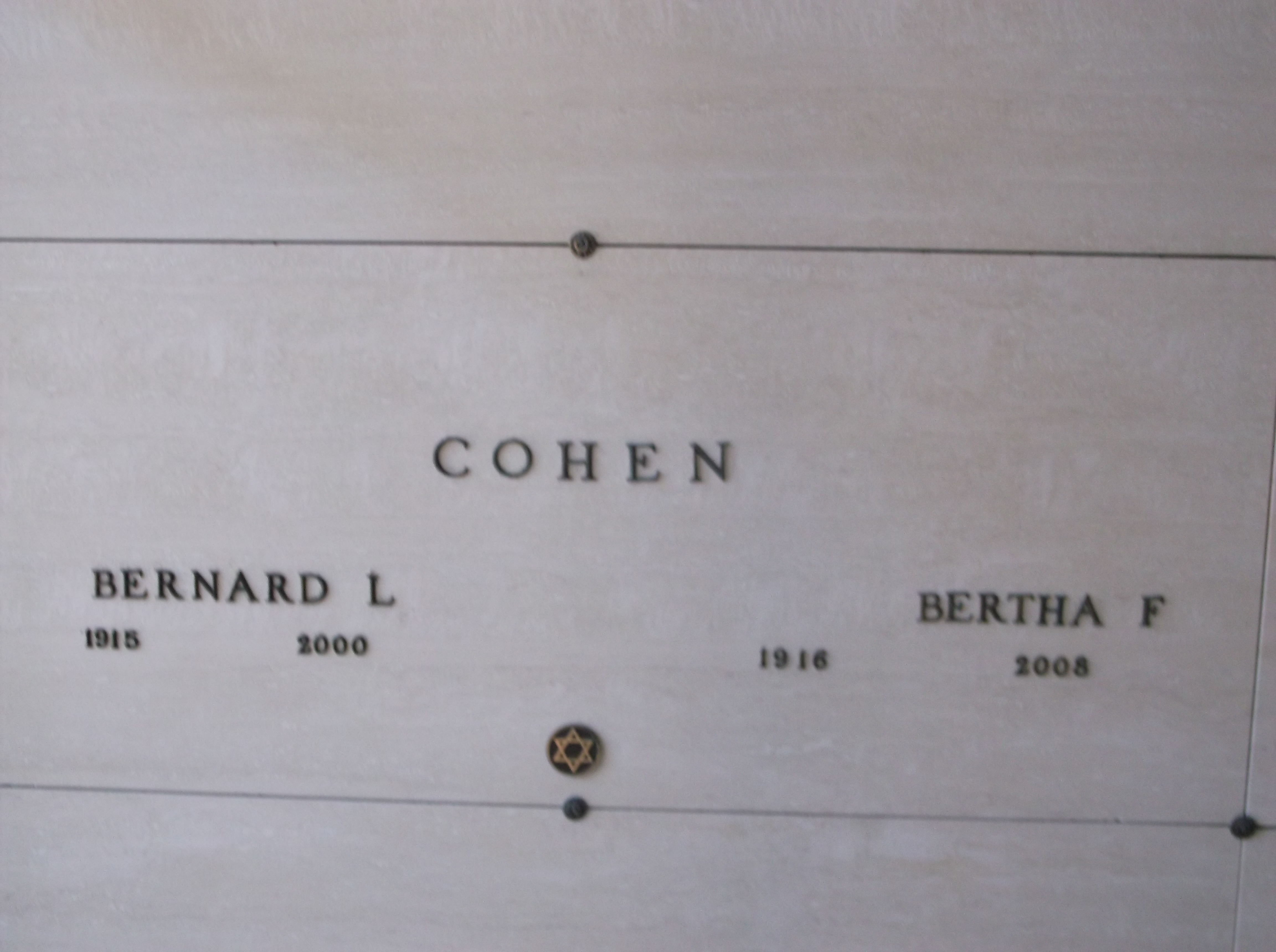 Bertha F Cohen
